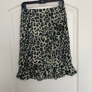 SATIN RUFFLE CHEETAH SKIRT